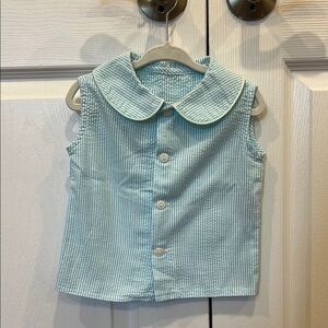 Blue Bumblebee Boutique Seersucker Button Down Sleeveless Top Baby Boy Size 6M